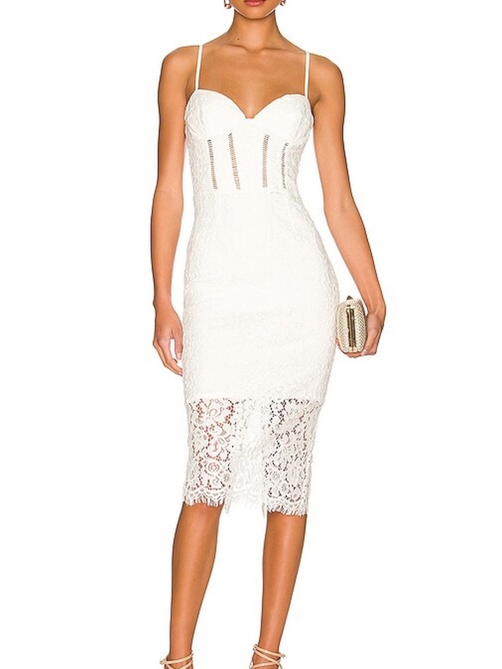 Bardot White Brielle Lace Midi Dress